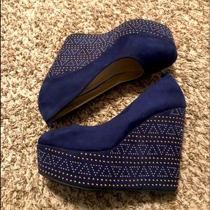 Blue Suede Wedges Size 11
